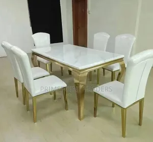 Executive 6-Seater Marble Dining Table Set – Modern Luxury