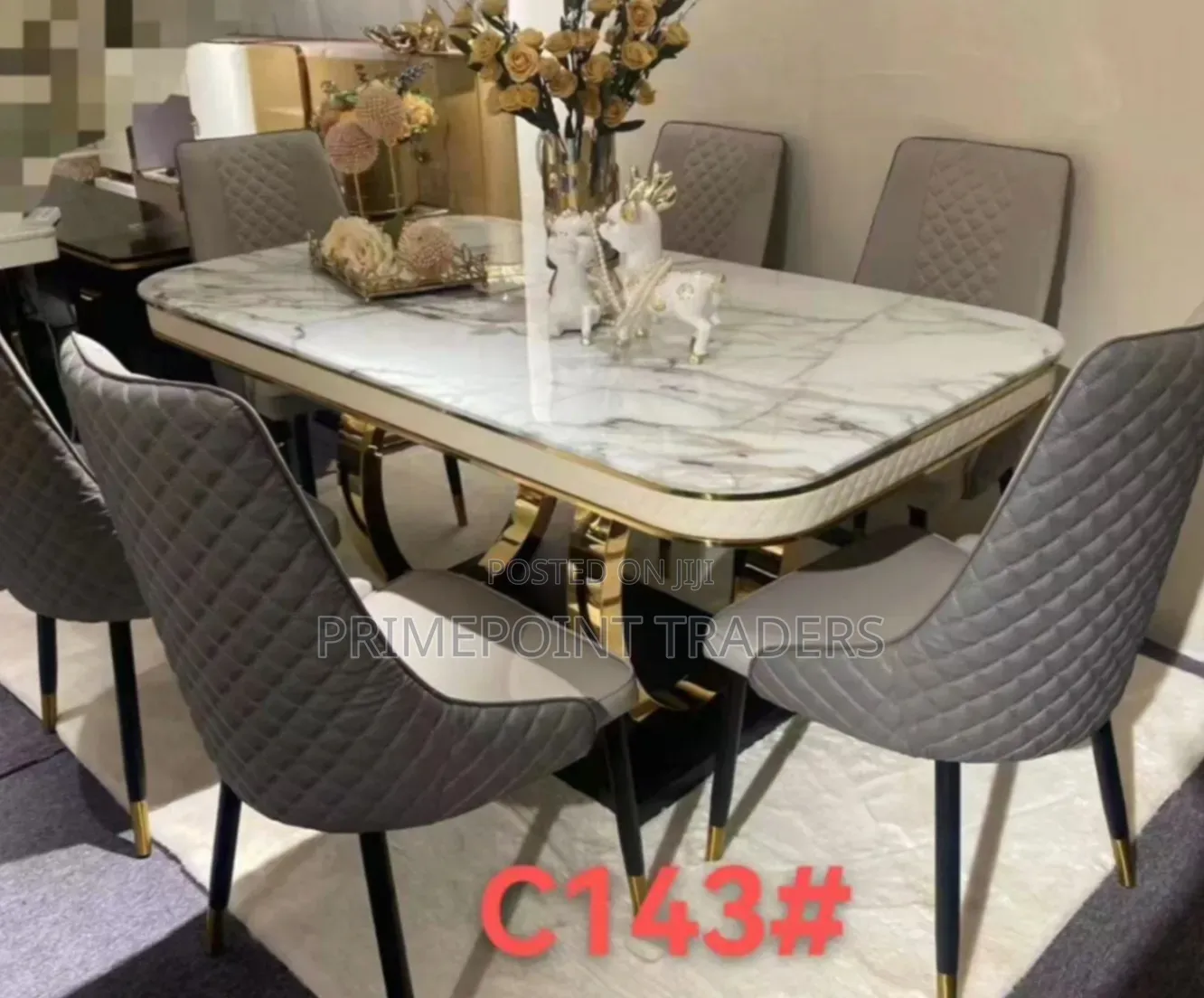 Luxury 6-Seater Executive Marble Dining Set – Stylish Durable