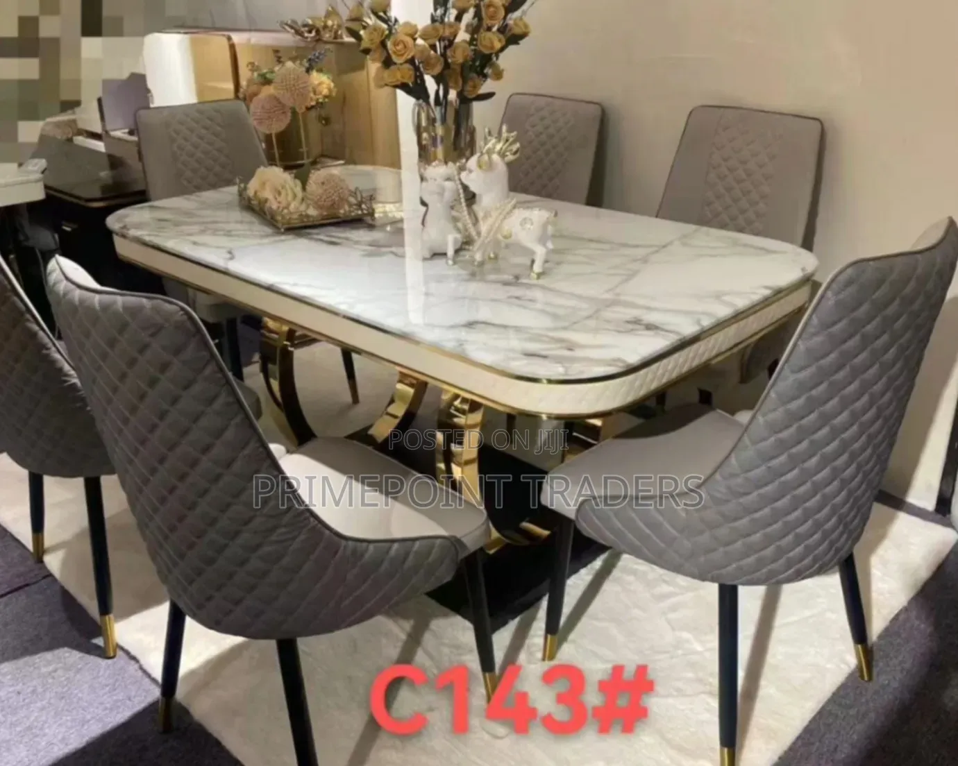 Luxury 6-Seater Executive Marble Dining Set – Stylish Durable