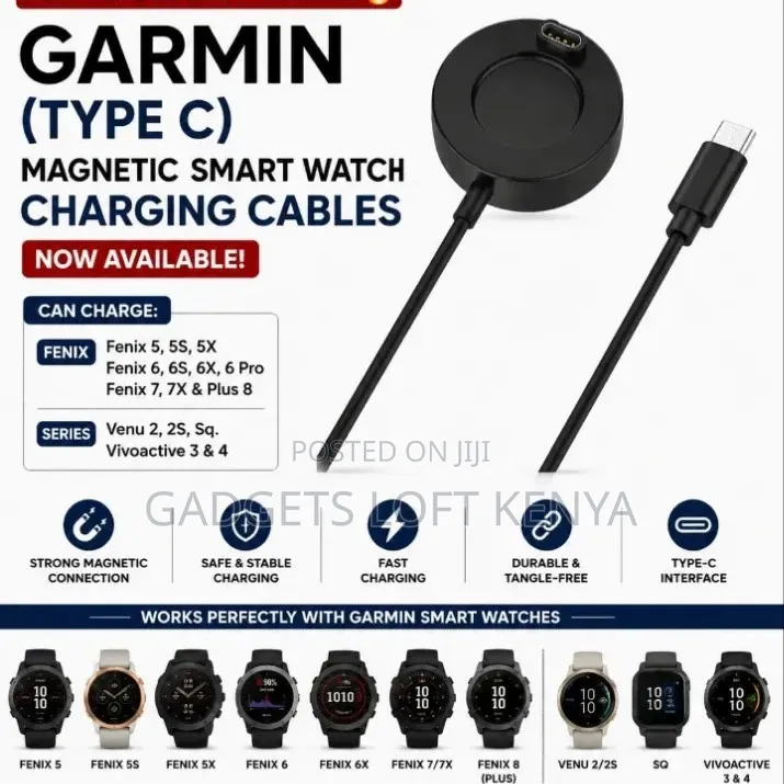 Garmin Type C Magnetic Smart Watch Charger for Fenix,Venu, Vivoactive