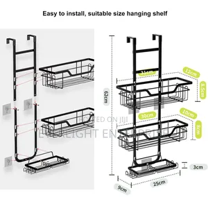 DetaChable 3 Layer Behind the Door Metallic Bathroom Shelf