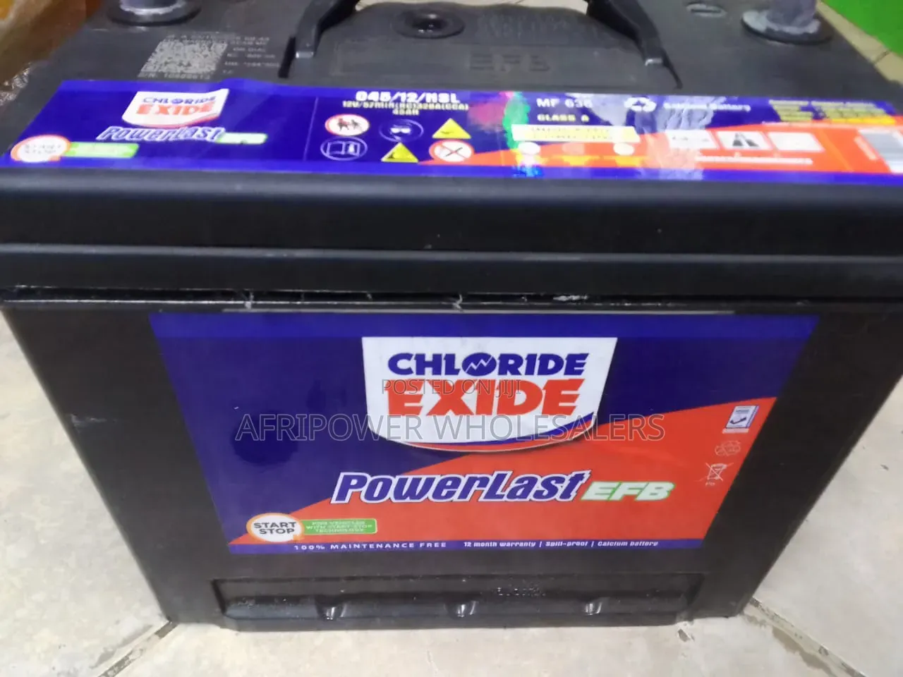 Chloride Exide EFB Ns60 Start - Stop Battery