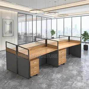 Office Workstation; Four Users Square Shaped Office Workstation
