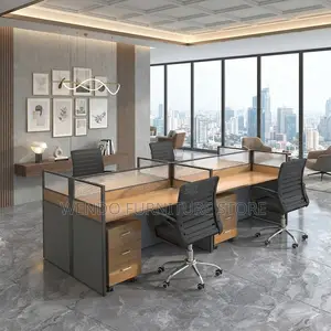 Office Workstation; Four Users Square Shaped Office Workstation