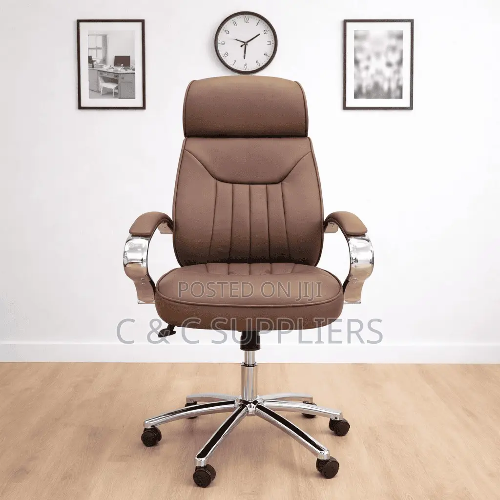 Office Chair; Brown Leather Office Chair