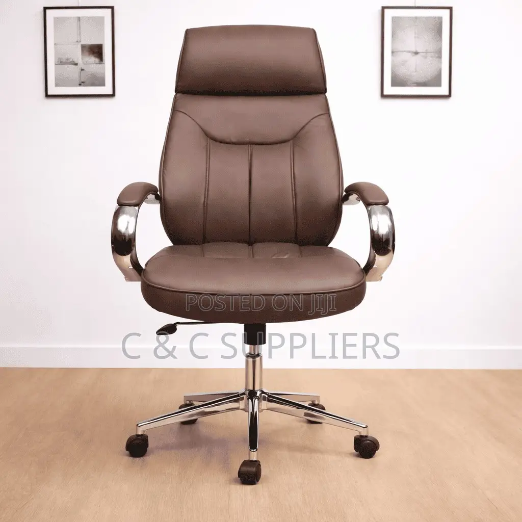 Office Chair; Brown Leather Office Chair