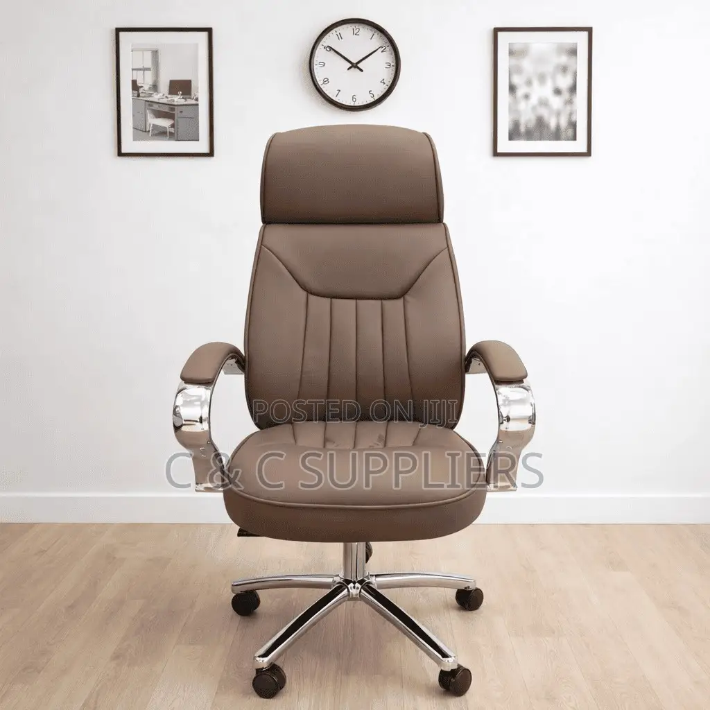 Office Chair; Brown Leather Office Chair