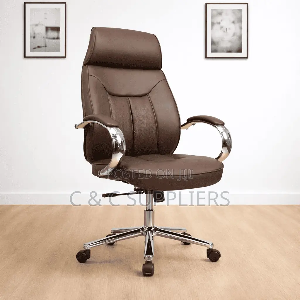 Office Chair; Brown Leather Office Chair