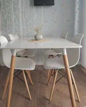 Dining Set; Wooden Dining Table With Four Matching Chairs for Home Use