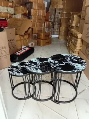 Modern Glass Effect Center Table Set (3-in-1