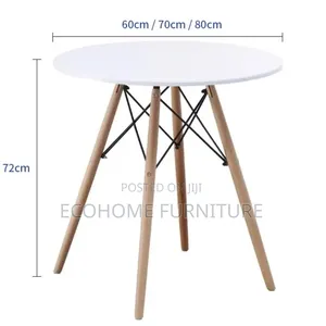 Round Table . 2 Seater Made of Metallic Flame and Wooden Legs