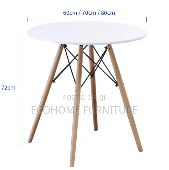 Round Table . 2 Seater Made of Metallic Flame and Wooden Legs
