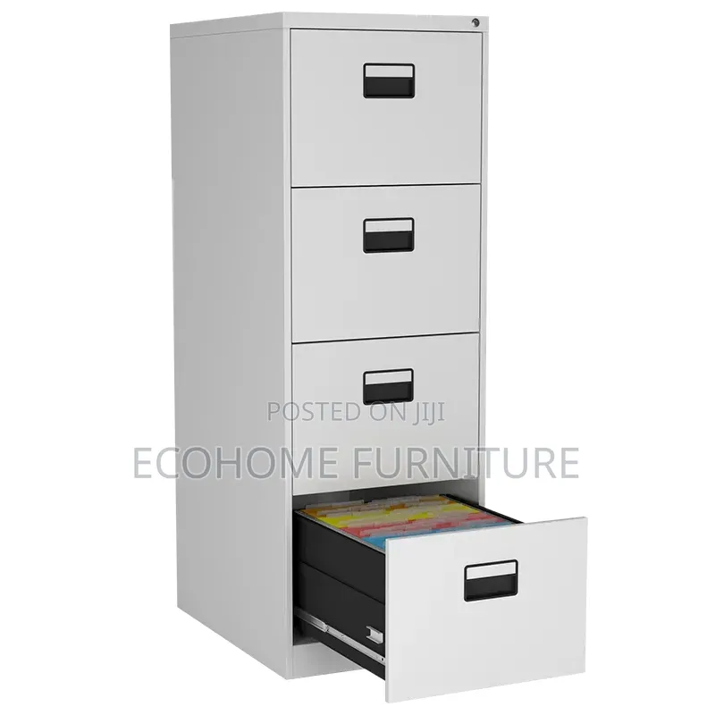 Cabinet. 4 Drawer Steel Filing Cabinet – Lockable Office File Storage