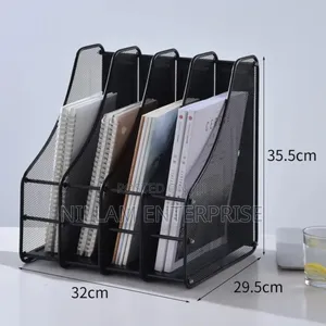 4 Slot Vertical Metallic Mesh Desk File Organizer