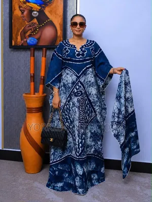 The Dress Is a Traditional African Kaftan/Boubou-Style Maxi Dress,