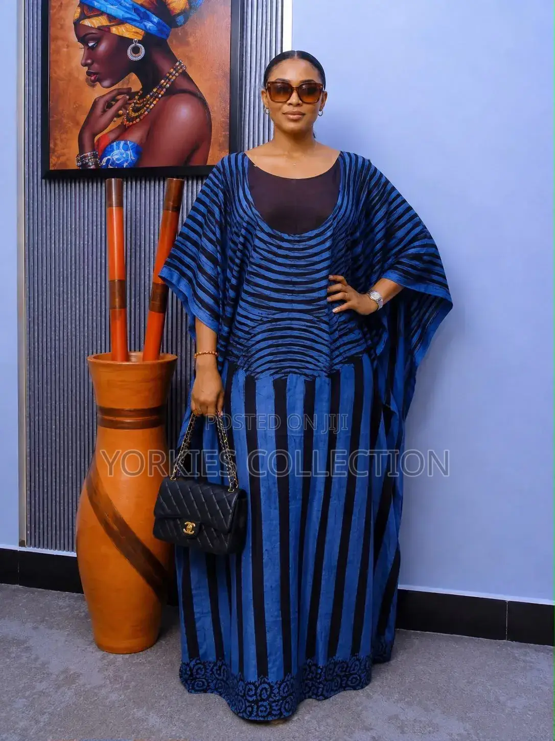The Dress Is a Traditional African Kaftan/Boubou-Style Maxi Dress,