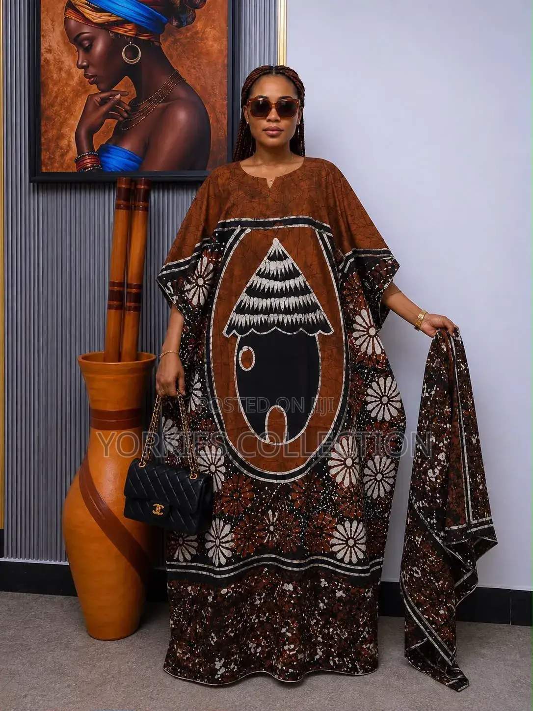 The Dress Is a Traditional African Kaftan/Boubou-Style Maxi Dress,
