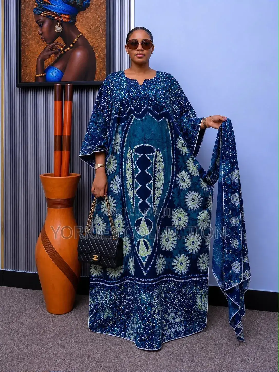 The Dress Is a Traditional African Kaftan/Boubou-Style Maxi Dress,