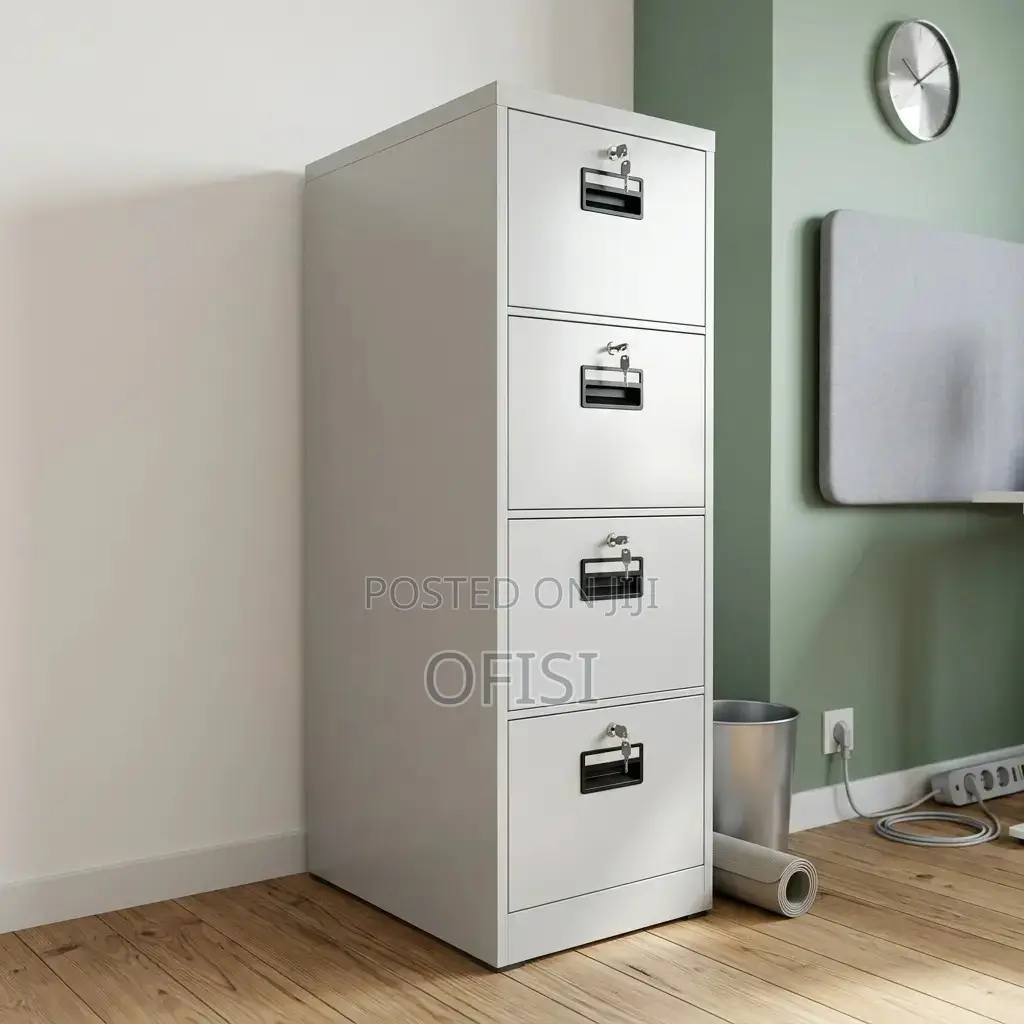 Office Cabinet; 4 Drawer Filing Cabinet With Individual Locks