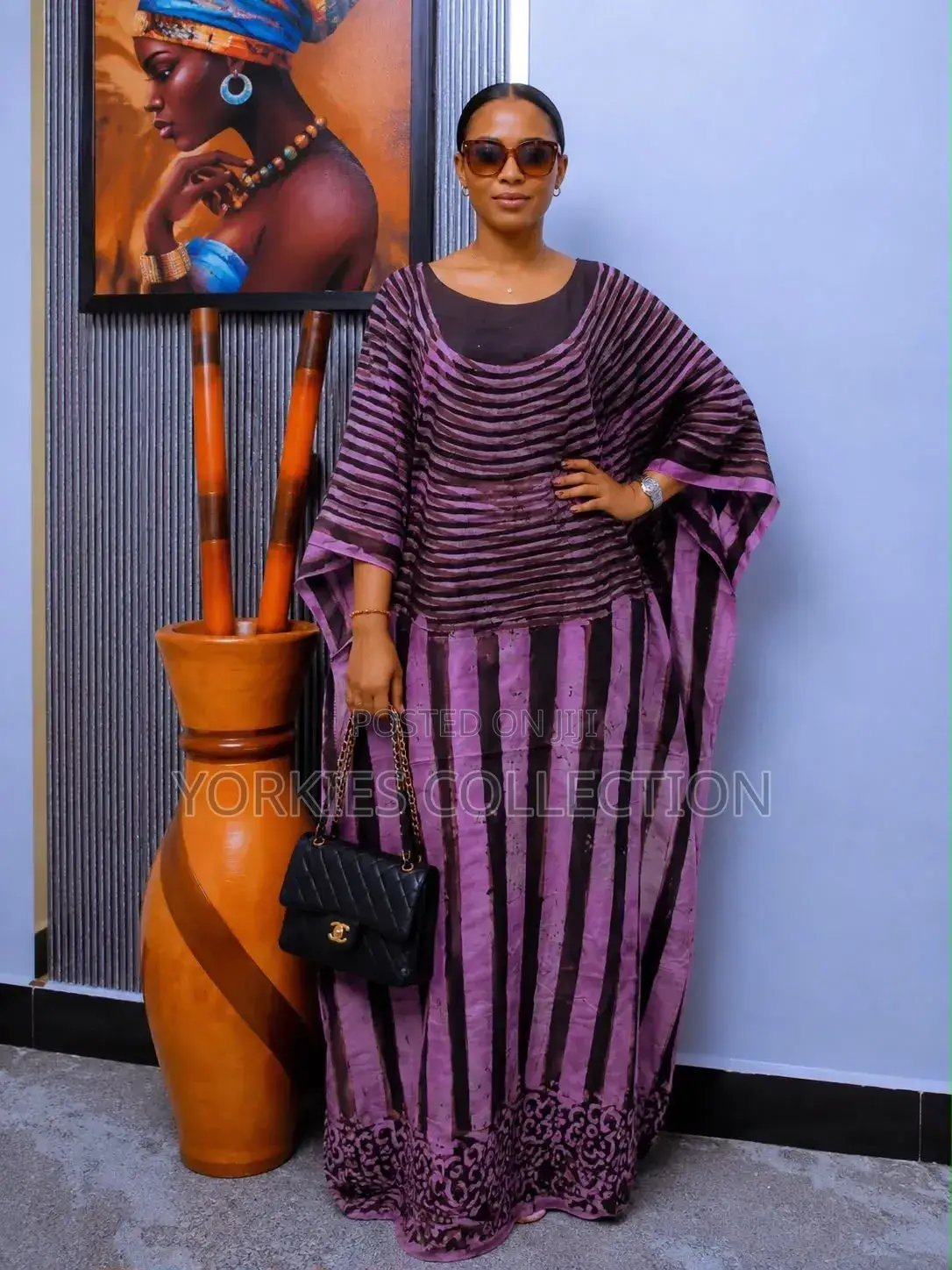 The Dress Is a Traditional African Kaftan/Boubou-Style Maxi Dress,