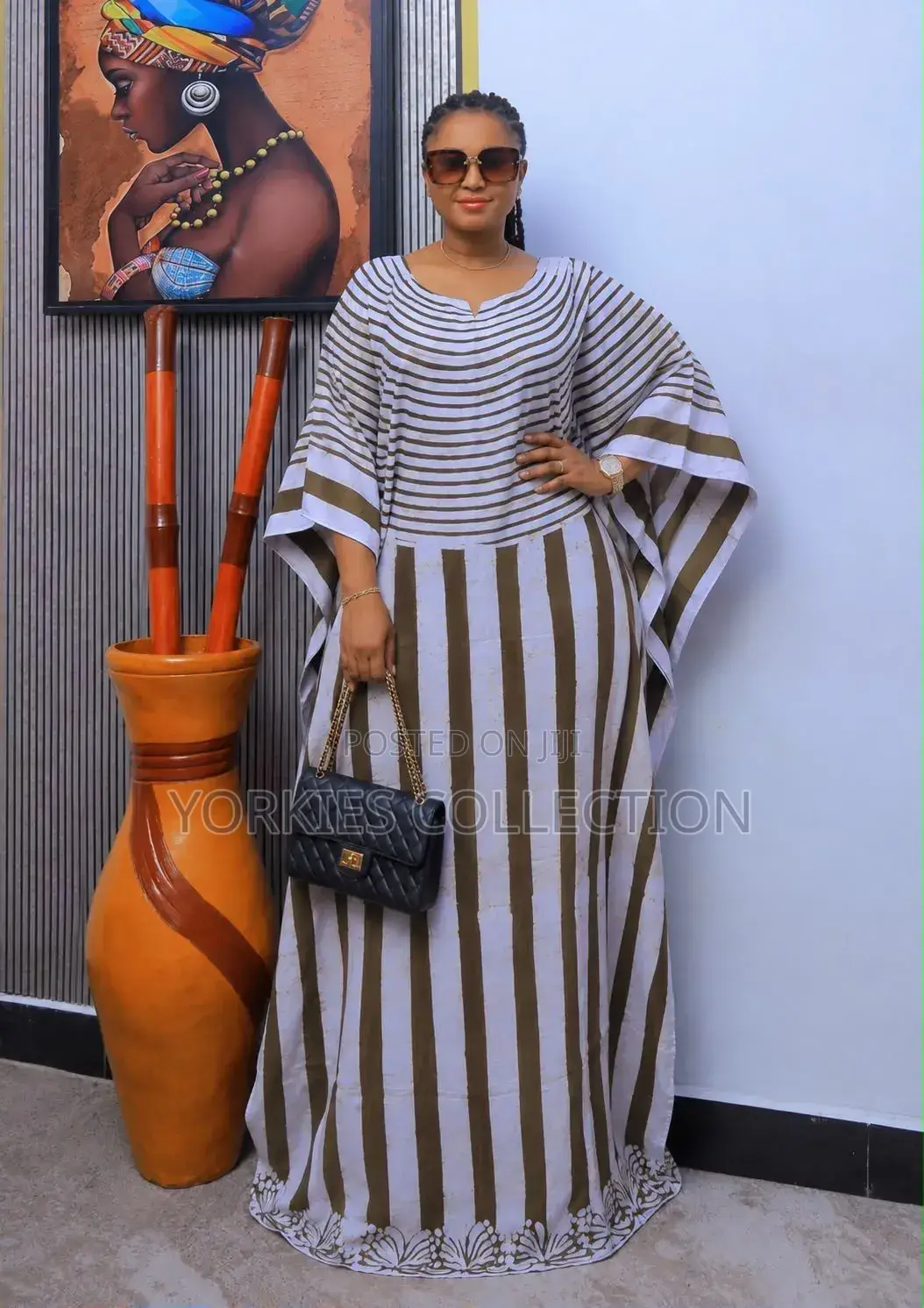 The Dress Is a Traditional African Kaftan/Boubou-Style Maxi Dress,