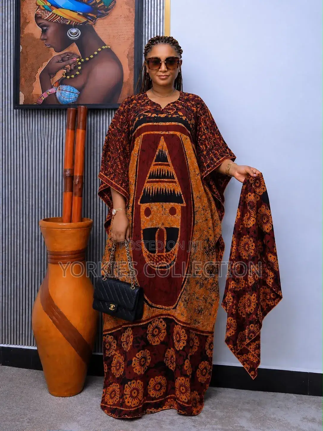 The Dress Is a Traditional African Kaftan/Boubou-Style Maxi Dress,