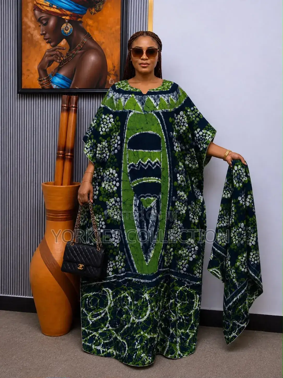 The Dress Is a Traditional African Kaftan/Boubou-Style Maxi Dress,