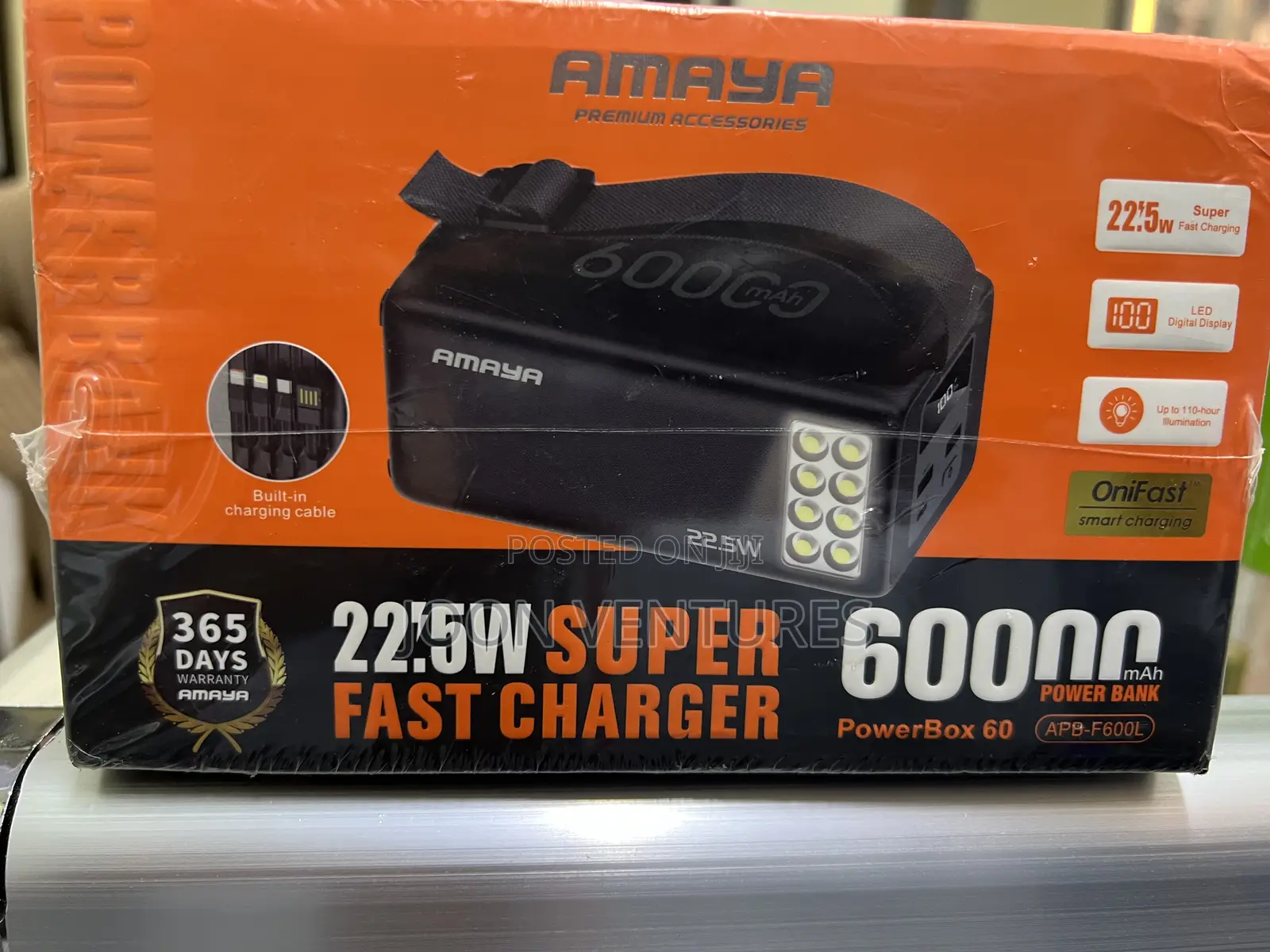 Amaya PowerBox 60 - 60,000mah Powerbank With Retractable Cables