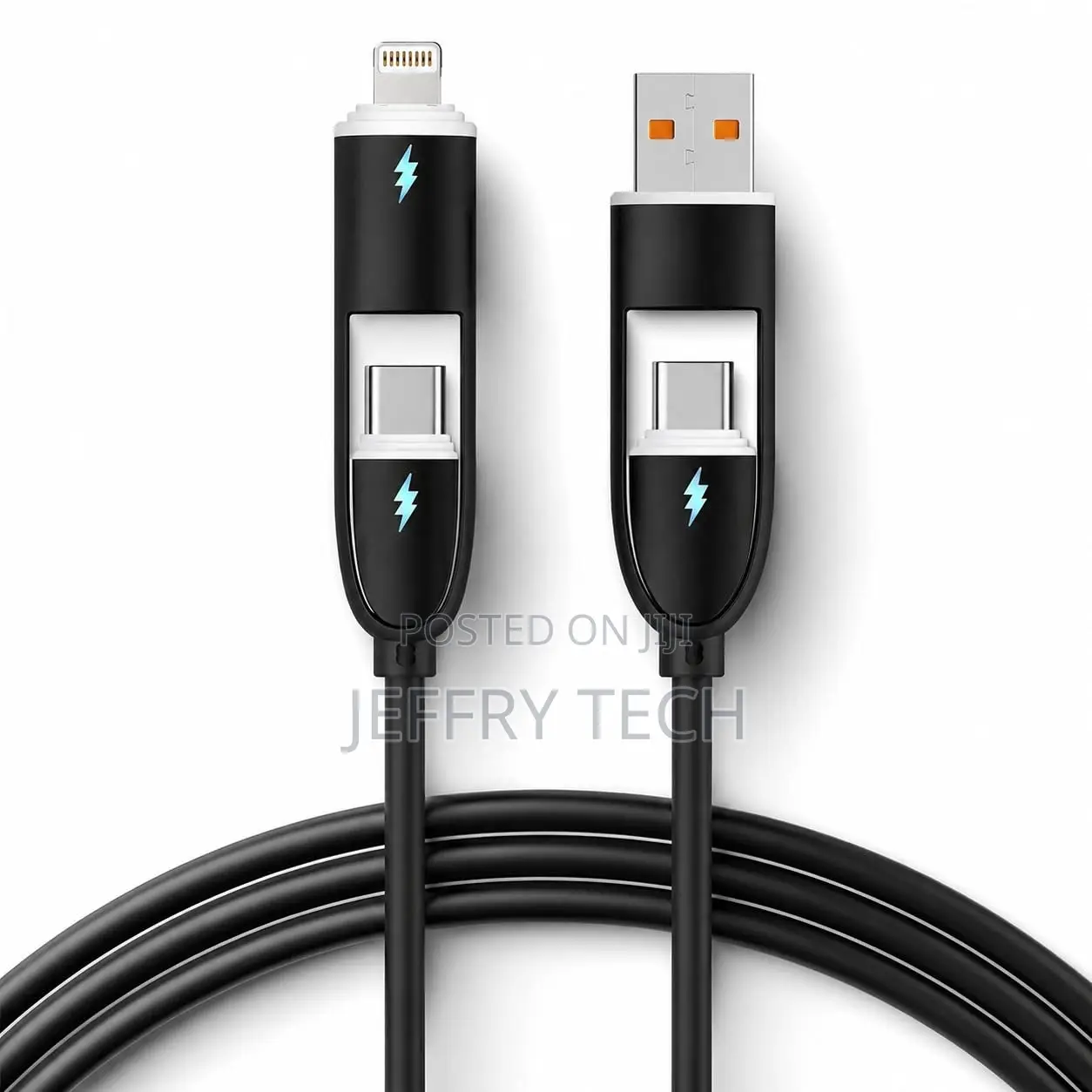 4 in 1 Fast Charging Cable,USB C and USB a to Type C and Lightning