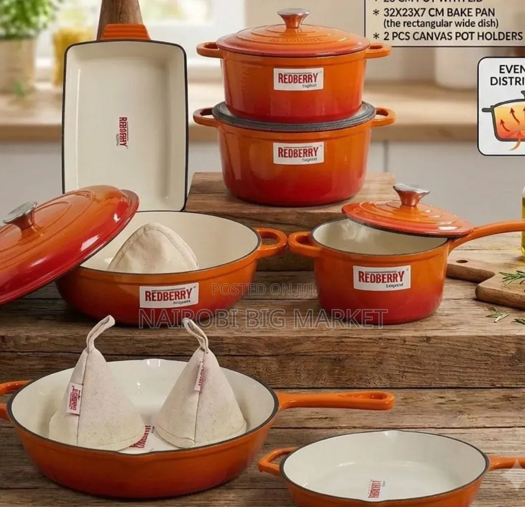 Premium Range of Enamel Coted Cast Iron Cookware 13 PCS