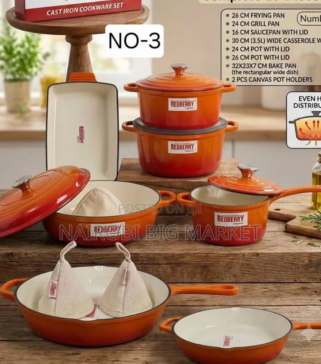 Premium Range of Enamel Coted Cast Iron Cookware 13 PCS