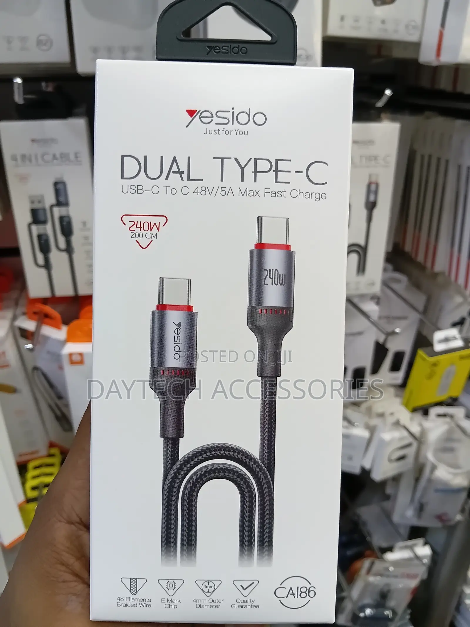 This Is a Yesido CA186 240W USB-C to USB-C Fast Charging Data Cable.