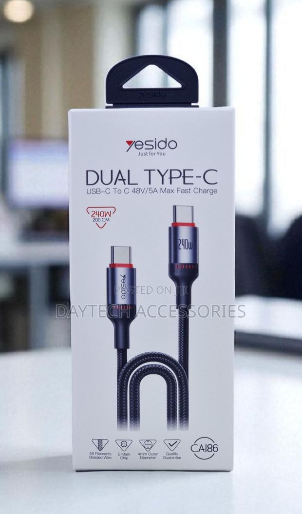 Yesido 240W Type-C to Type-C Aluminum Alloy Data Cable 2M