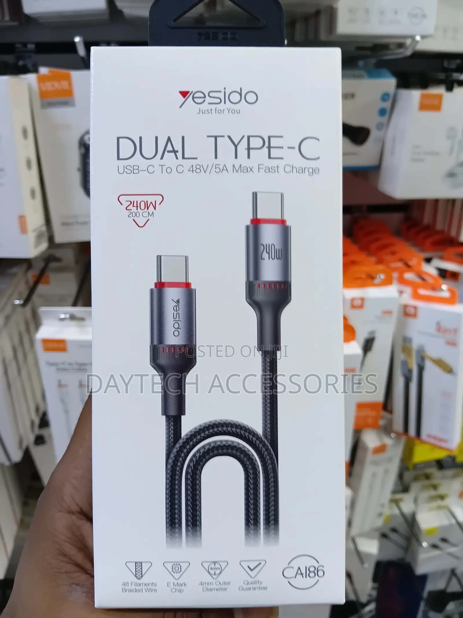 Yesido 240W Type-C to Type-C Aluminum Alloy Data Cable 2M