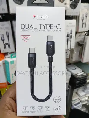 Yesido CA188 60W Dual Type-C to Type-C Cable 30cm