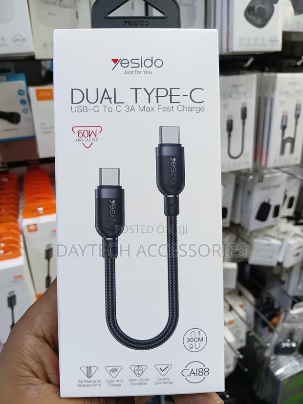 Yesido 30CM USB-C to USB-C Cable 60W Fast Charging