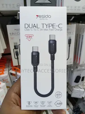 Yesido CA188 60W Dual Type-C to Type-C Cable 30cm - Black