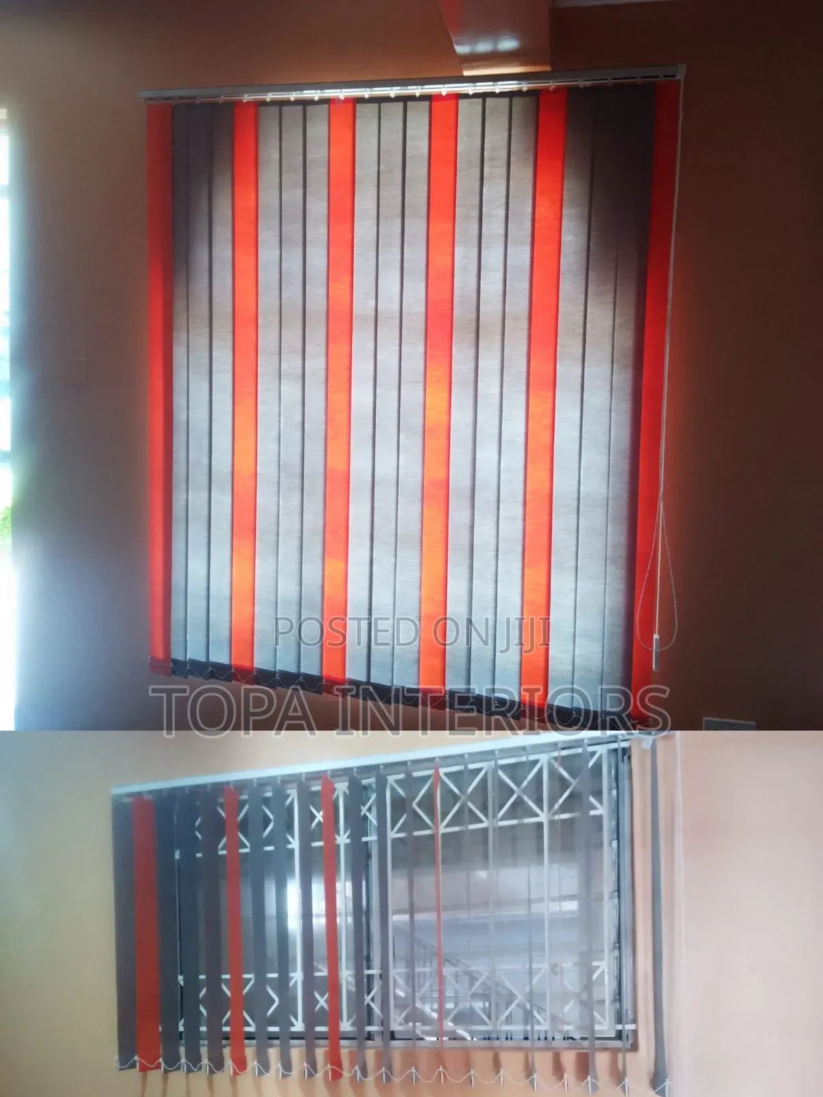 Striped Office Curtain Window Blinds Installation