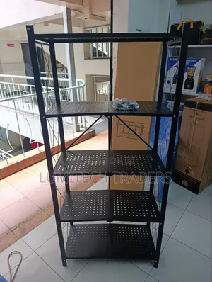 Big Size 5-Tier Foldable Kitchen Rack With Wheels