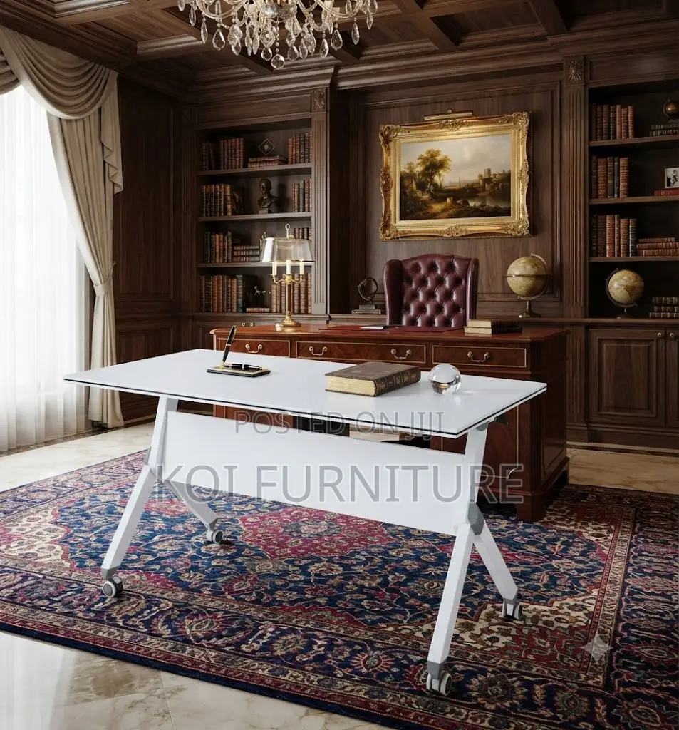 Office Desk; 1200MM White Foldable Meeting Study Desk