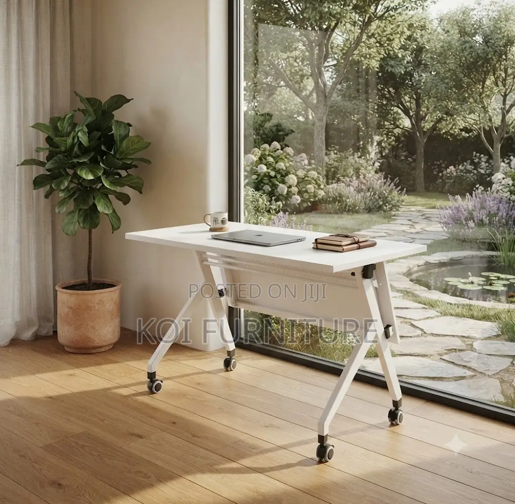 Office Desk; 1200MM White Foldable Meeting Study Desk
