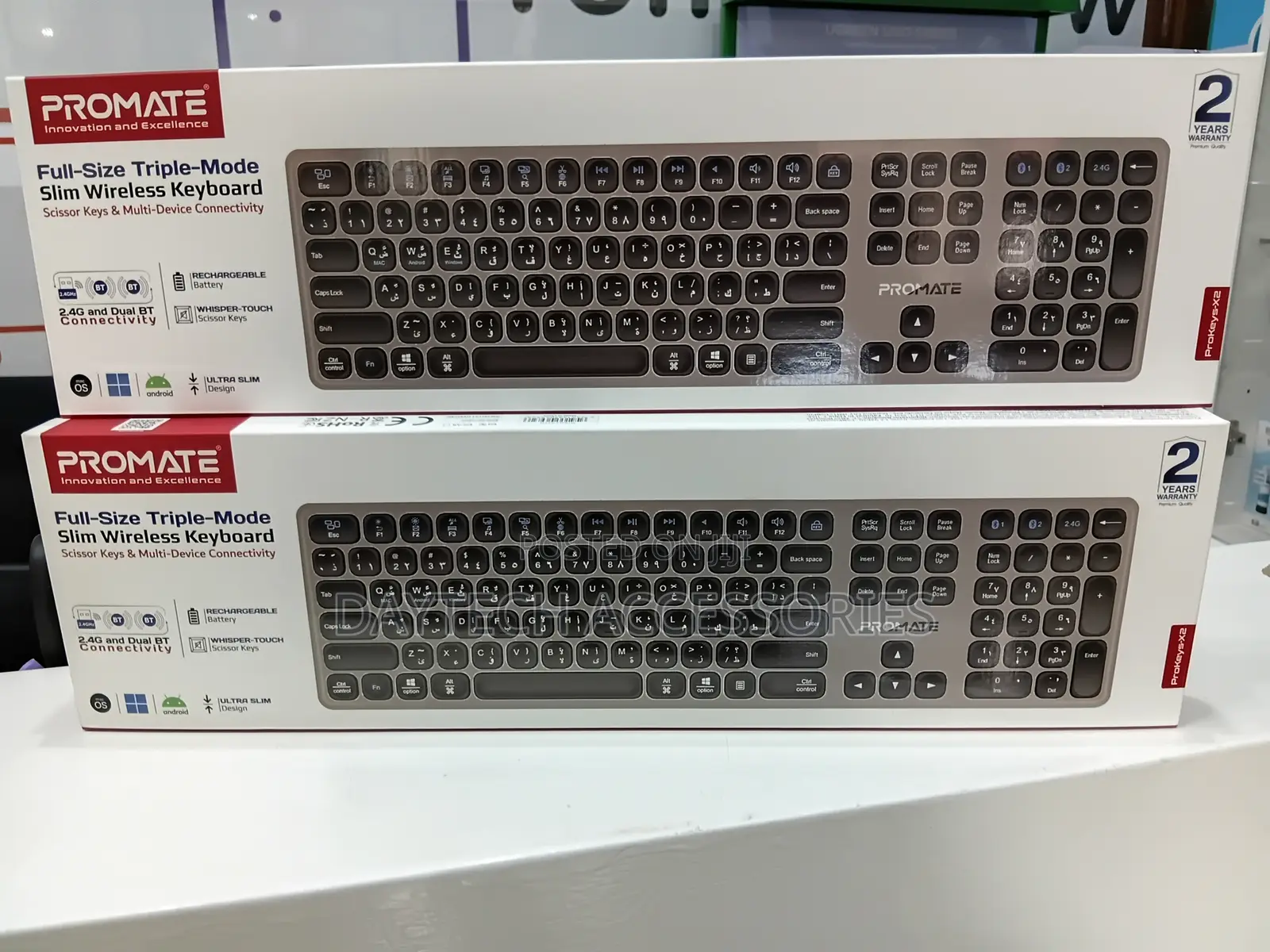 Promate (ProKeys-X2) Wireless Keyboard and Multi-Device Connectivity.