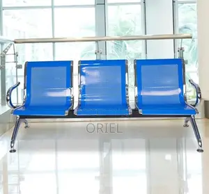 Office Bench : 3-Link Blue Metallic Waiting Bench