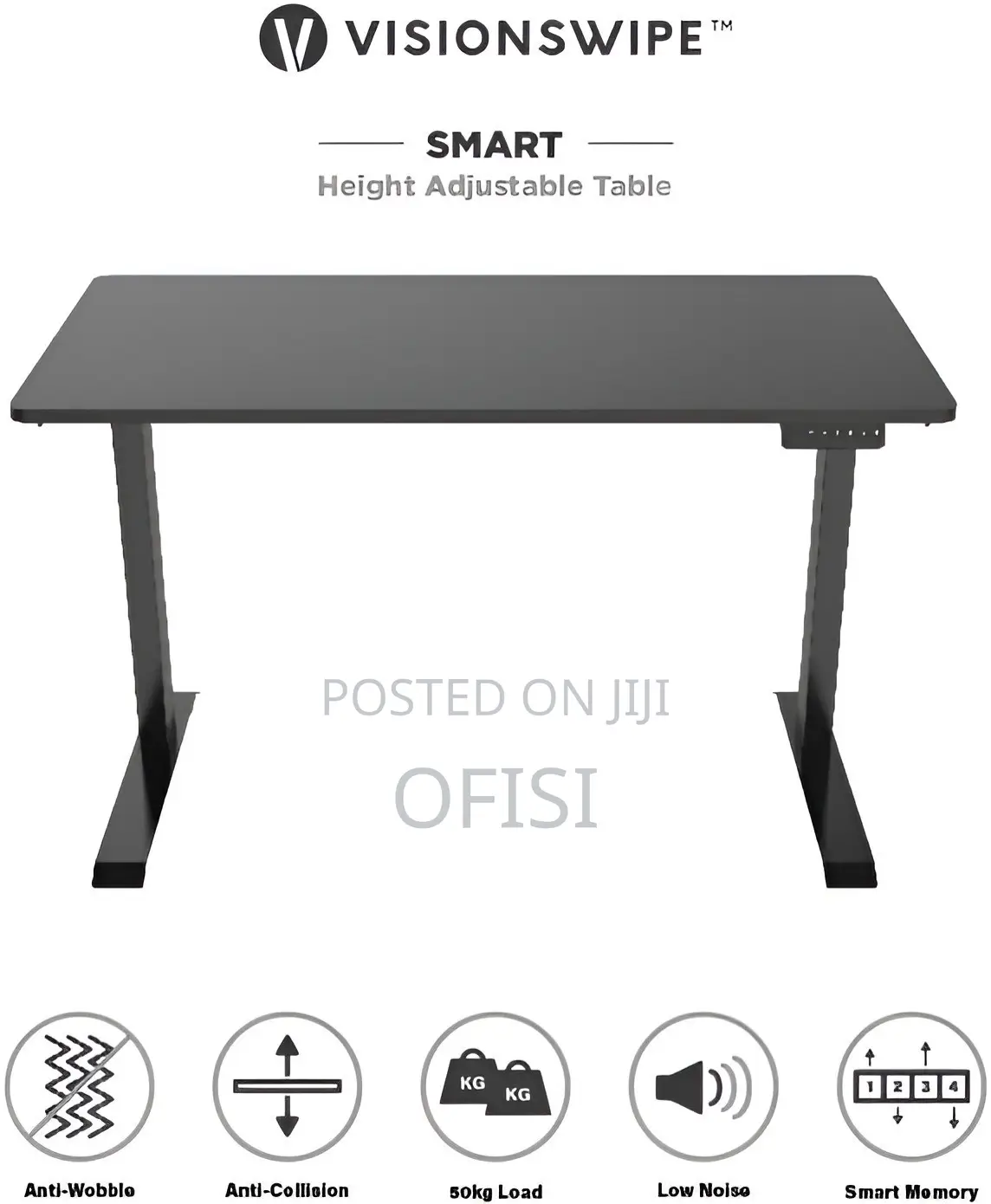 Office Desk; Electric Height Adjustable Desk - 120cm
