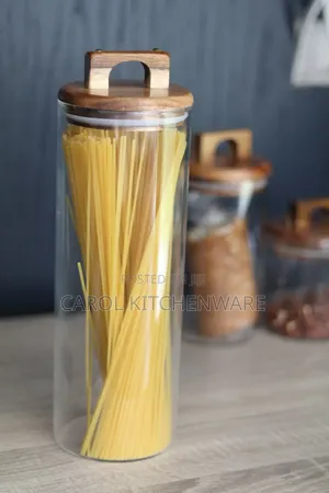Glass Spaghetti Storage Jar With Bamboo Lid
