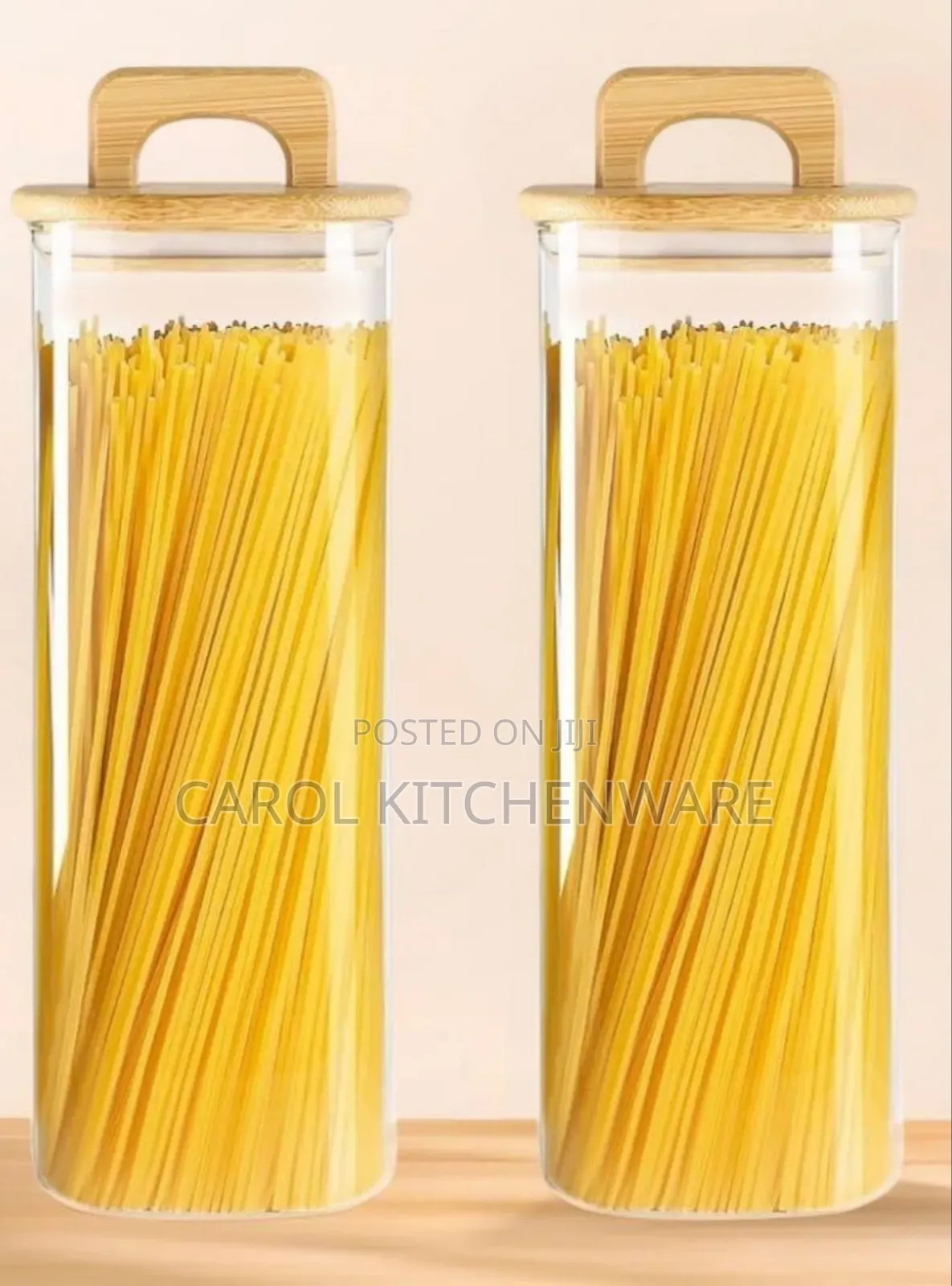 Glass Spaghetti Storage Jar With Bamboo Lid