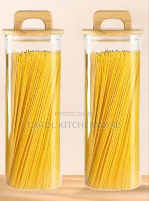 Glass Spaghetti Storage Jar With Bamboo Lid