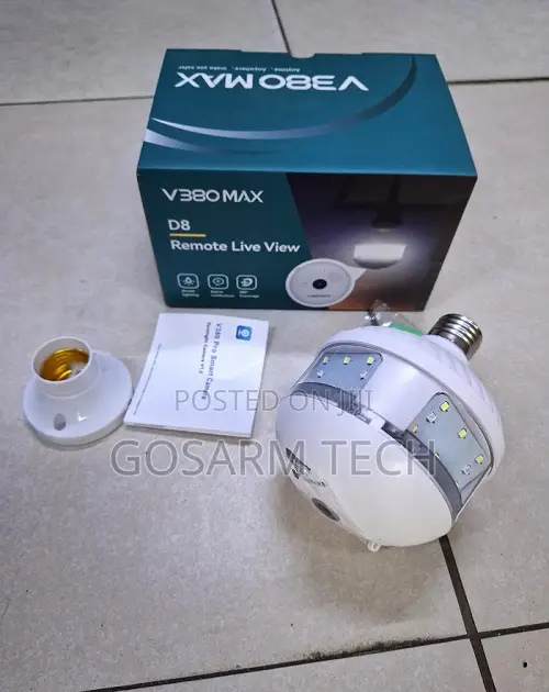V380 Max D8 Smart WiFi Bulb Camera – 360° PTZ CCTV With Night Vision