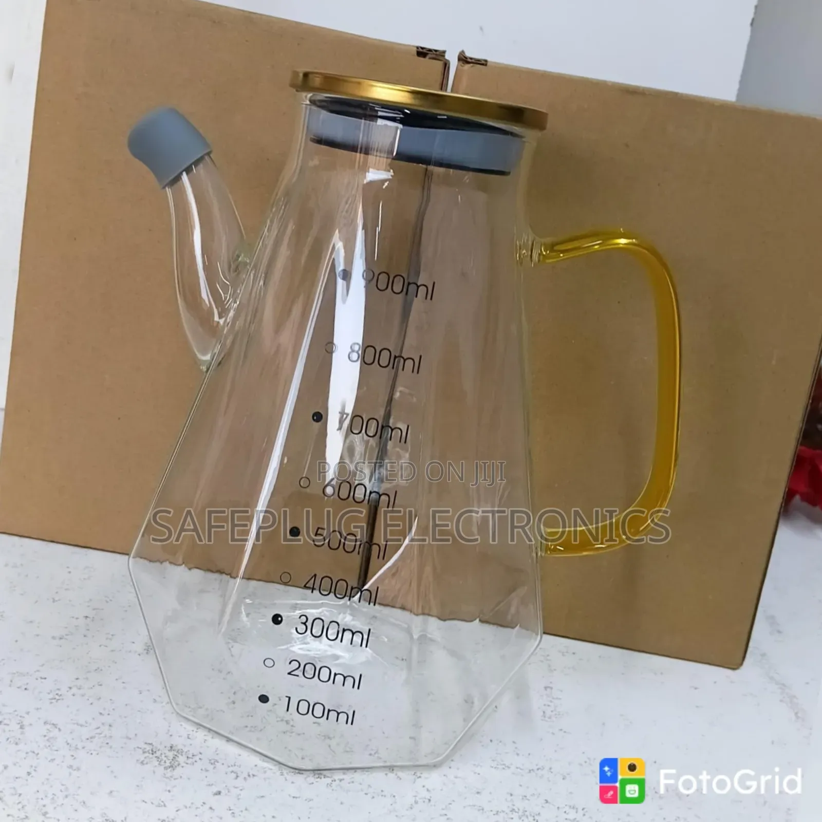 900ml Clear Glass Cooking Oil Jar With Leak-Proof Lid