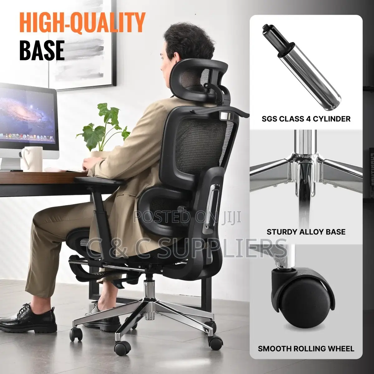 Executive Study Mesh Chair With Footrest